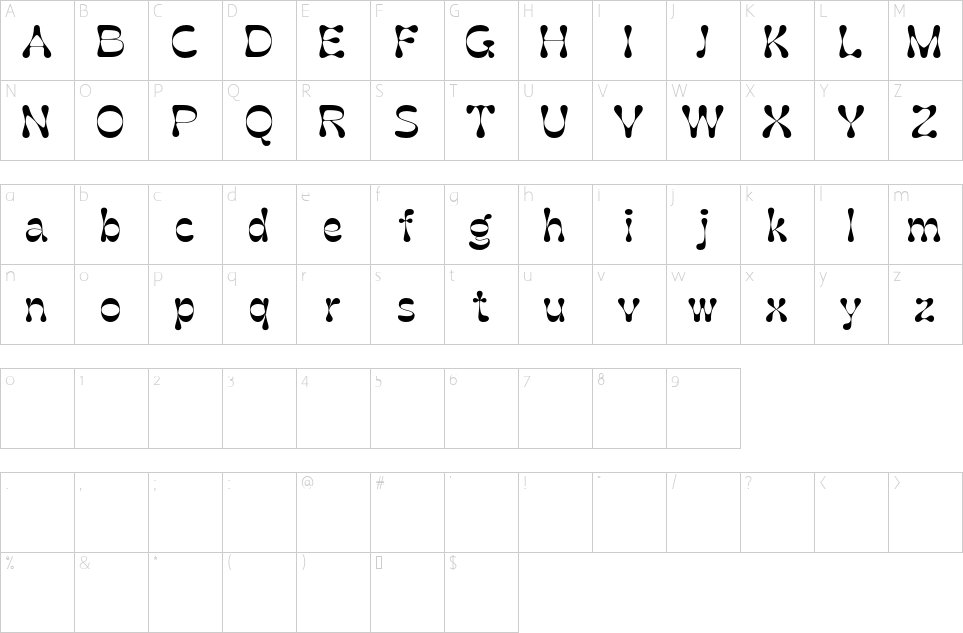 Character map of Gadion Font