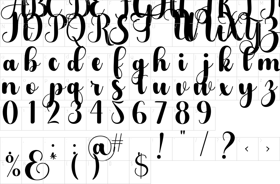 Character map of Haikey Font
