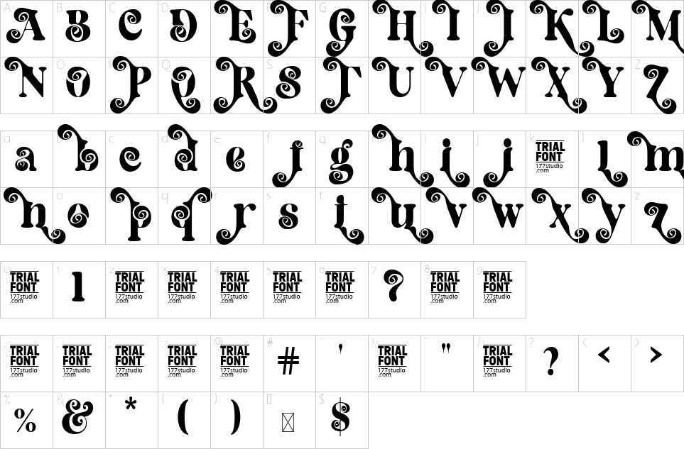 Character map of Dilemma Problem Font