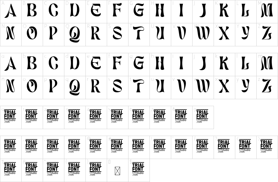 Character map of Economic Conditions Font