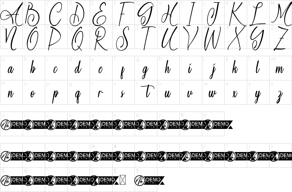 Character map of Ariantani Font