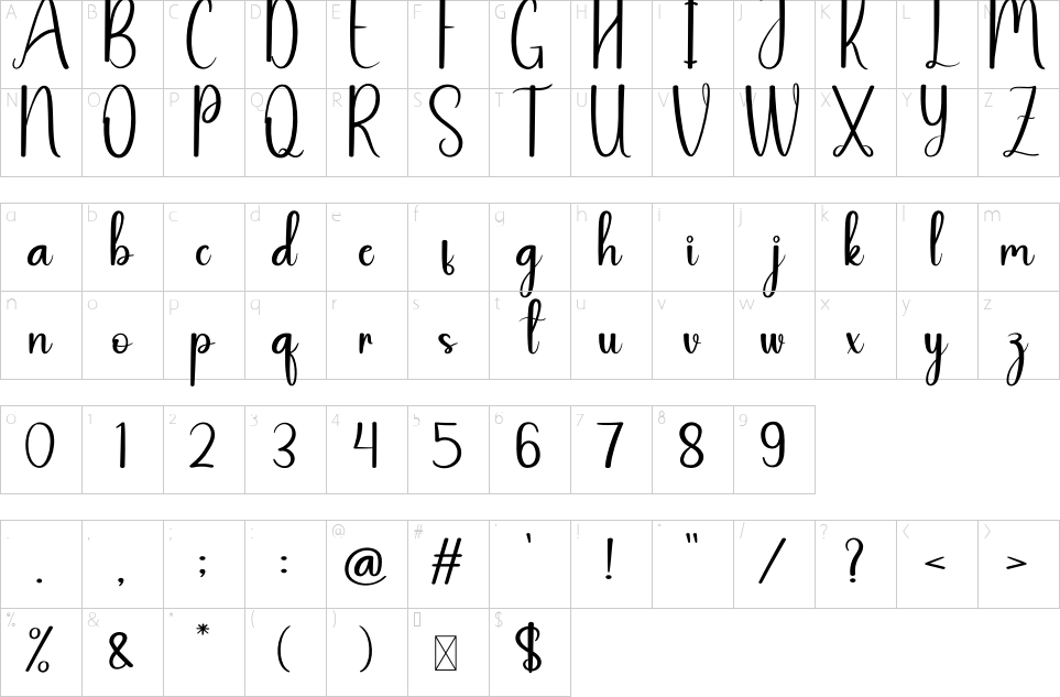 Character map of Live Content Font