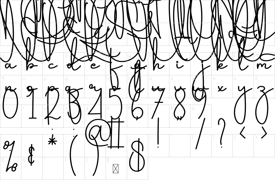 Character map of Baby Birthday Font