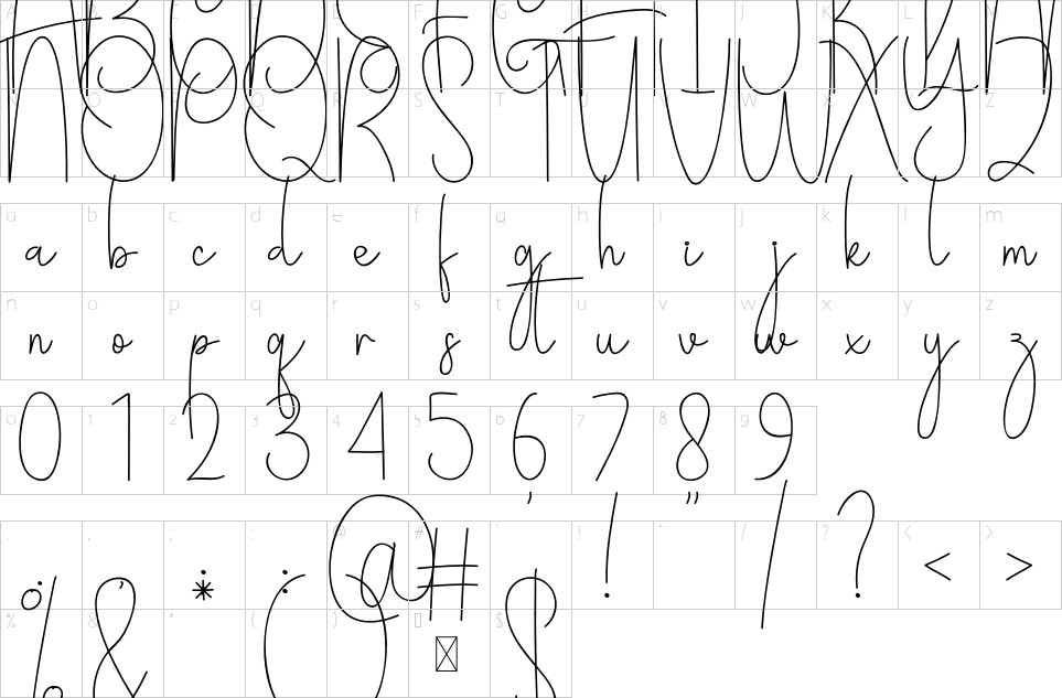 Character map of Easter Font