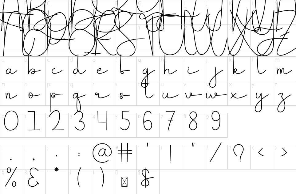 Character map of Ourstory Font