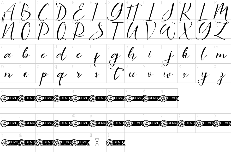 Character map of Watching Your Font