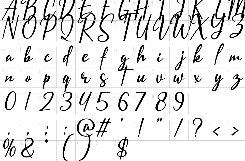 Character map of Hadimon Font