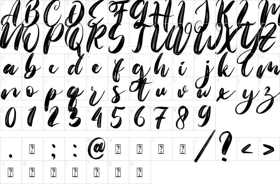 Character map of Chilli Chisel Font