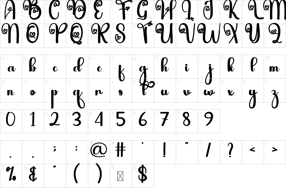 Character map of Daddy Handsome Font