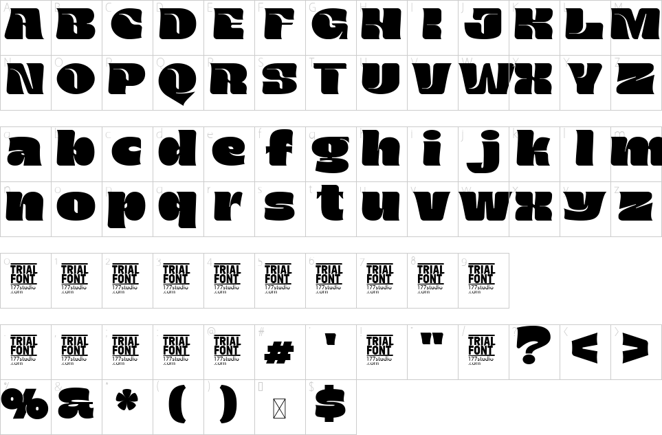 Character map of Medium Unique Font