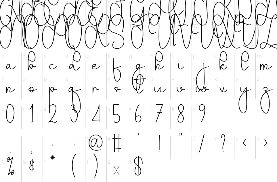 Character map of Delightful Font