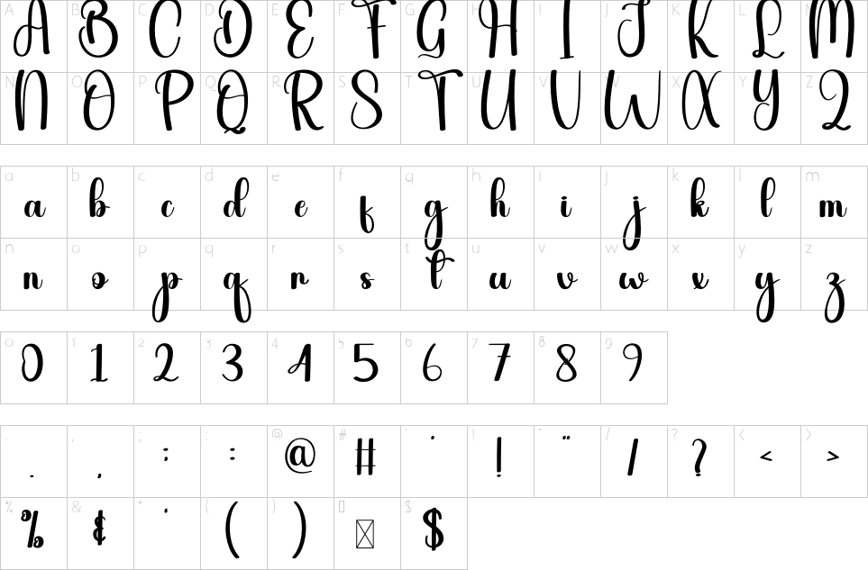 Character map of Baby Christmas Font