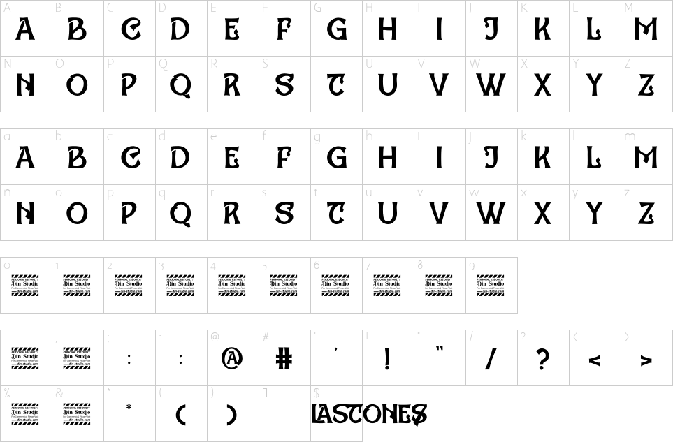 Character map of Lastones Font