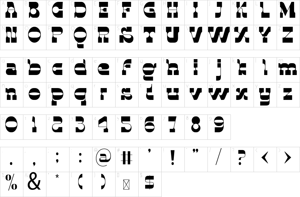 Character map of Justice Ratkati Font