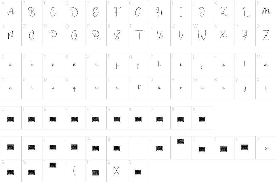 Character map of Nettally Font