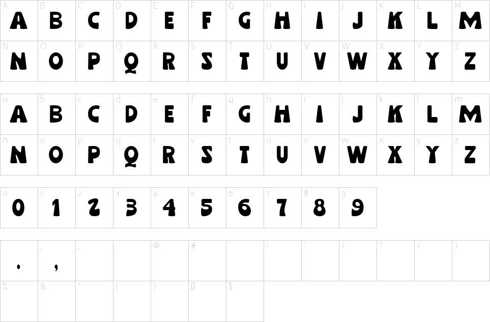 Character map of Phoen Font