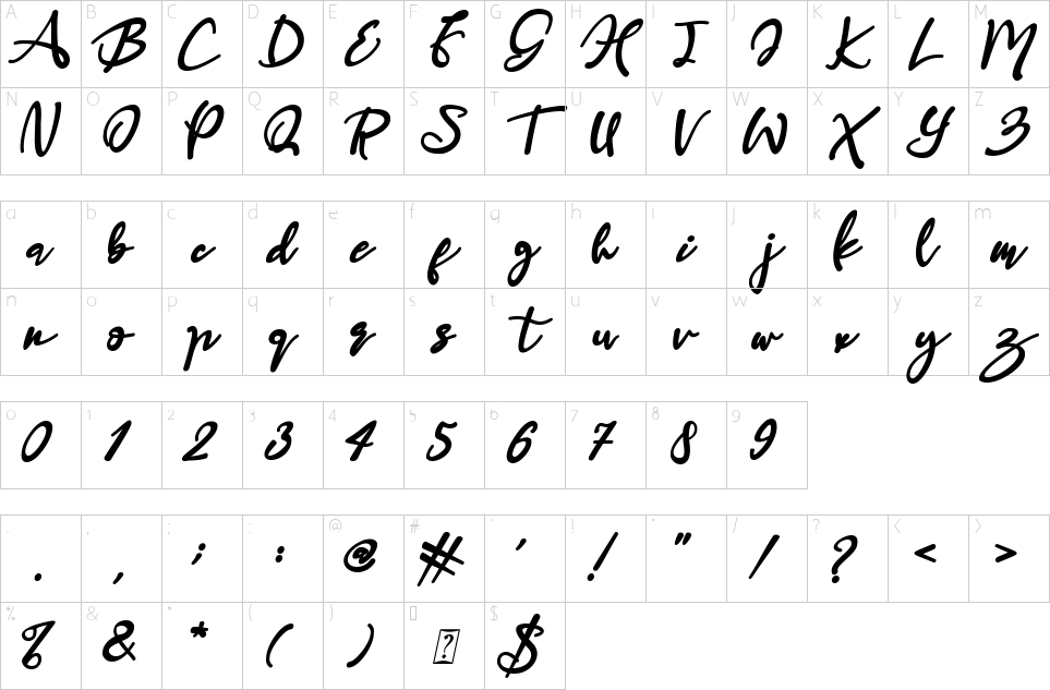 Character map of Haruka Font