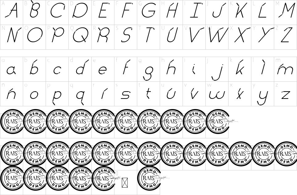 Character map of Lemon Straw Font