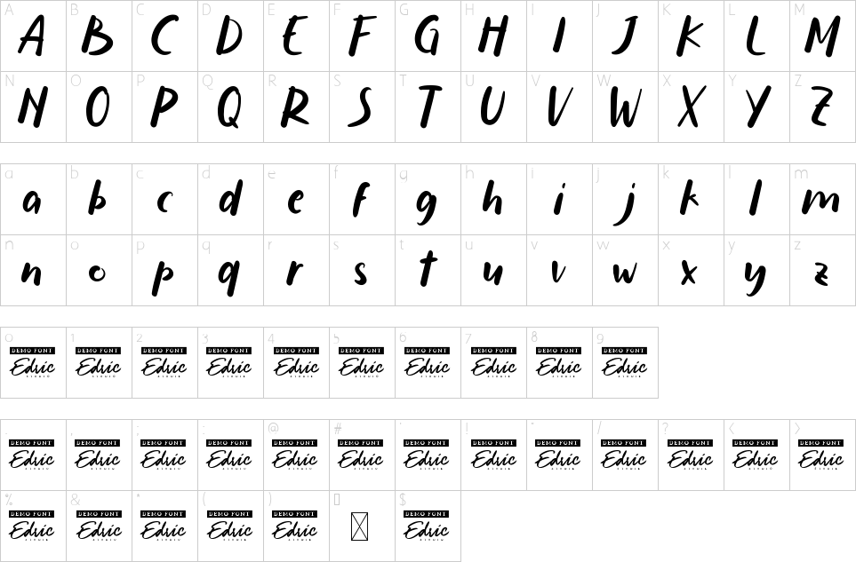 Character map of Cerita Hari Ini Font