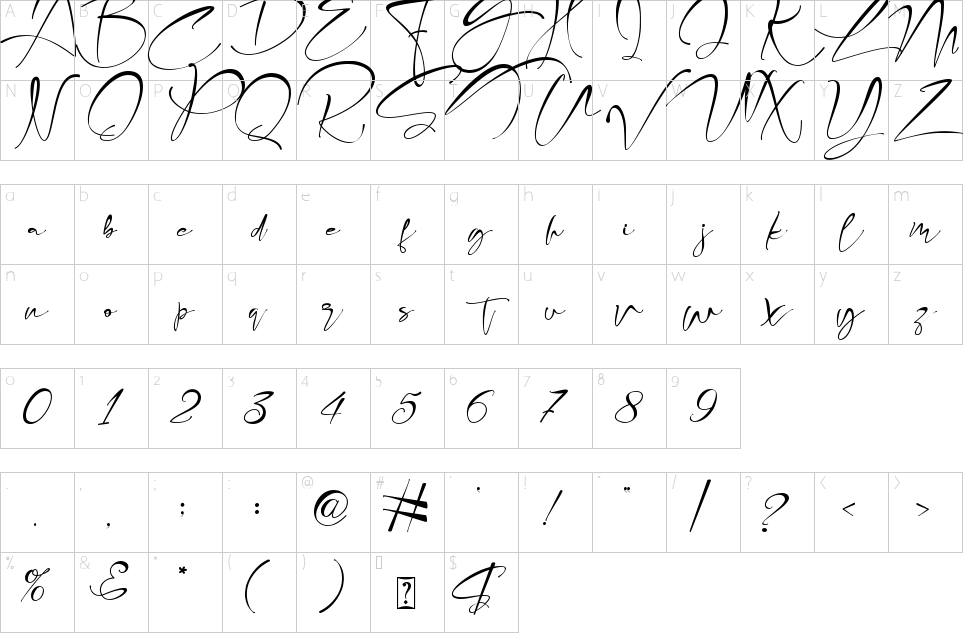 Character map of Fabregas Font