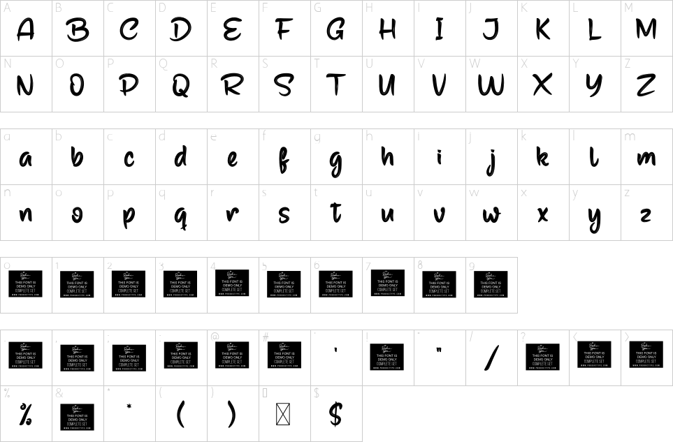 Character map of Mayor Font