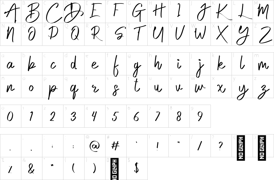 Character map of Gentle Dad Font