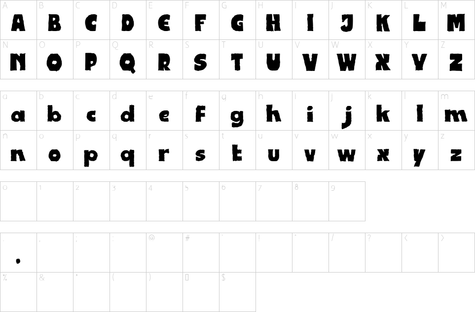Character map of Handclaps Font