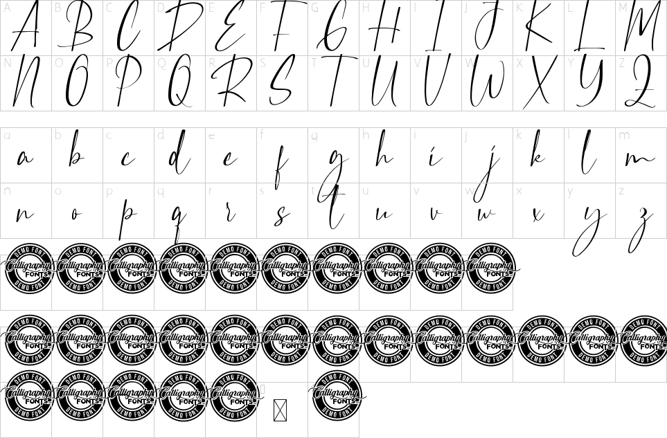 Character map of Magnesian Font