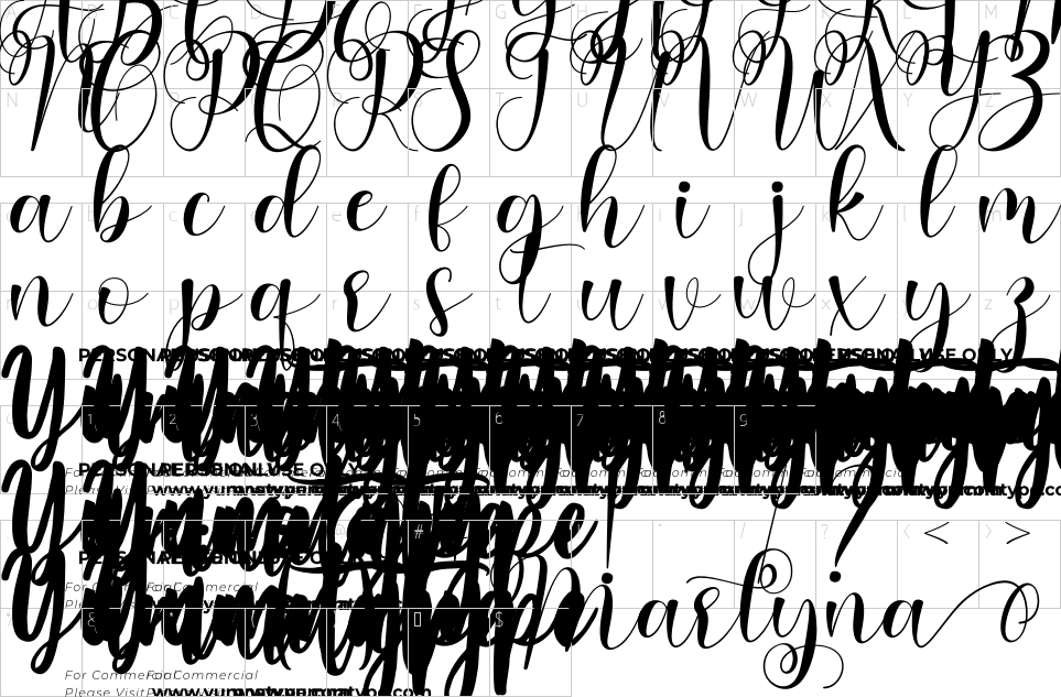 Character map of Marlyna Font