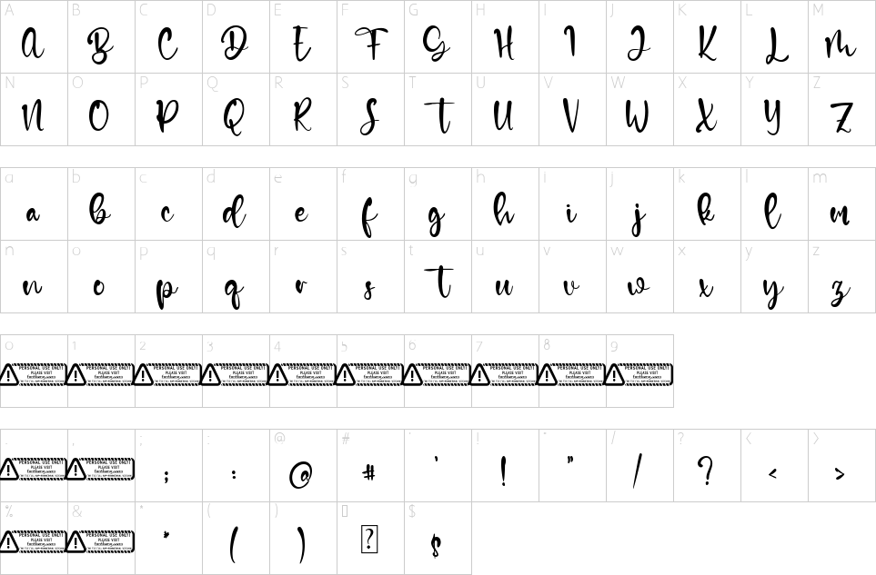 Character map of Nico Alex Font