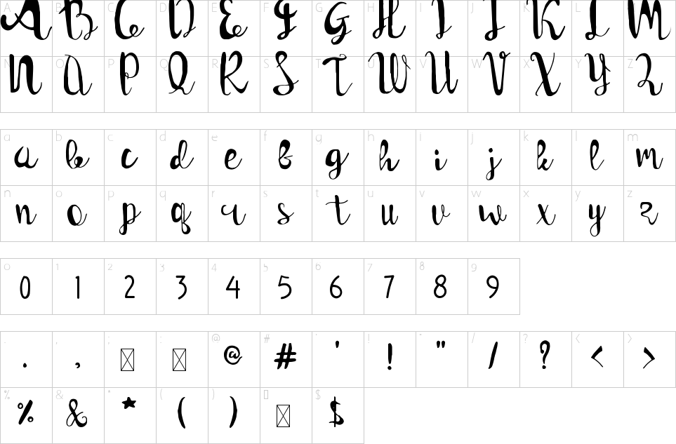 Character map of Genius Font