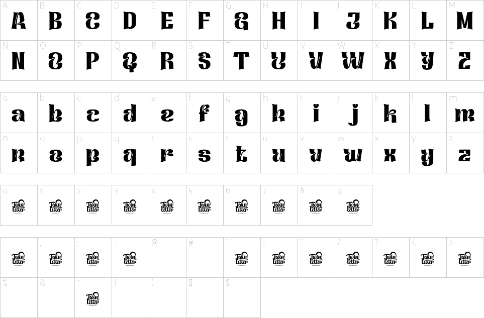 Character map of Qafidut Font