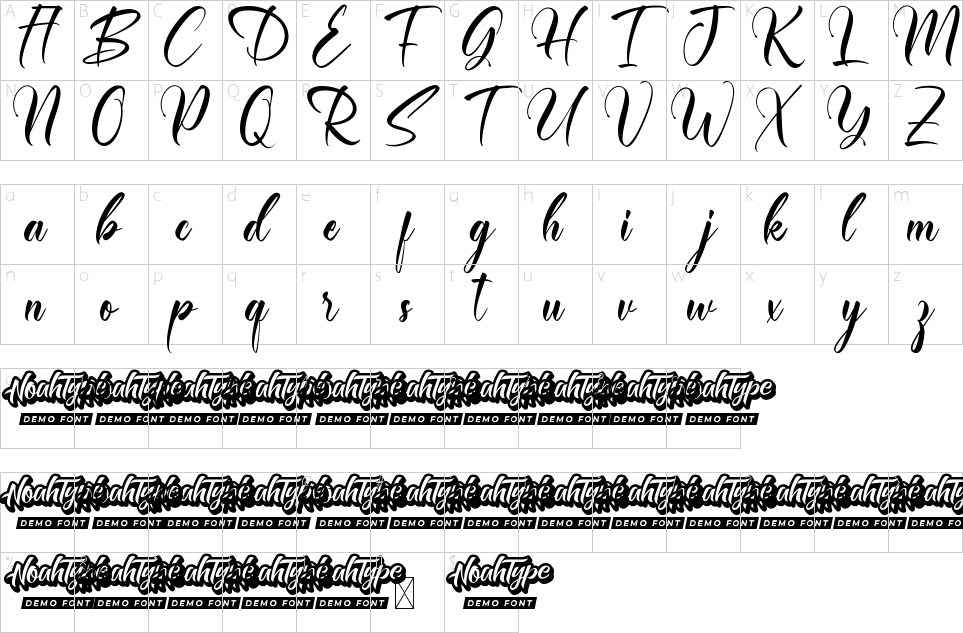 Character map of Unbroken Dream Font