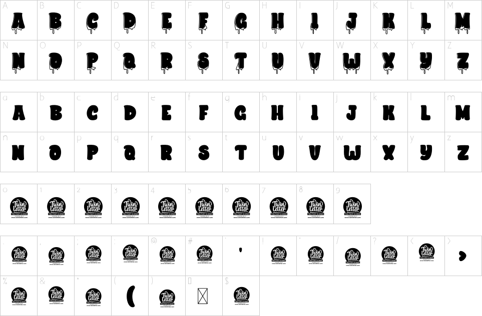 Character map of Keway Font