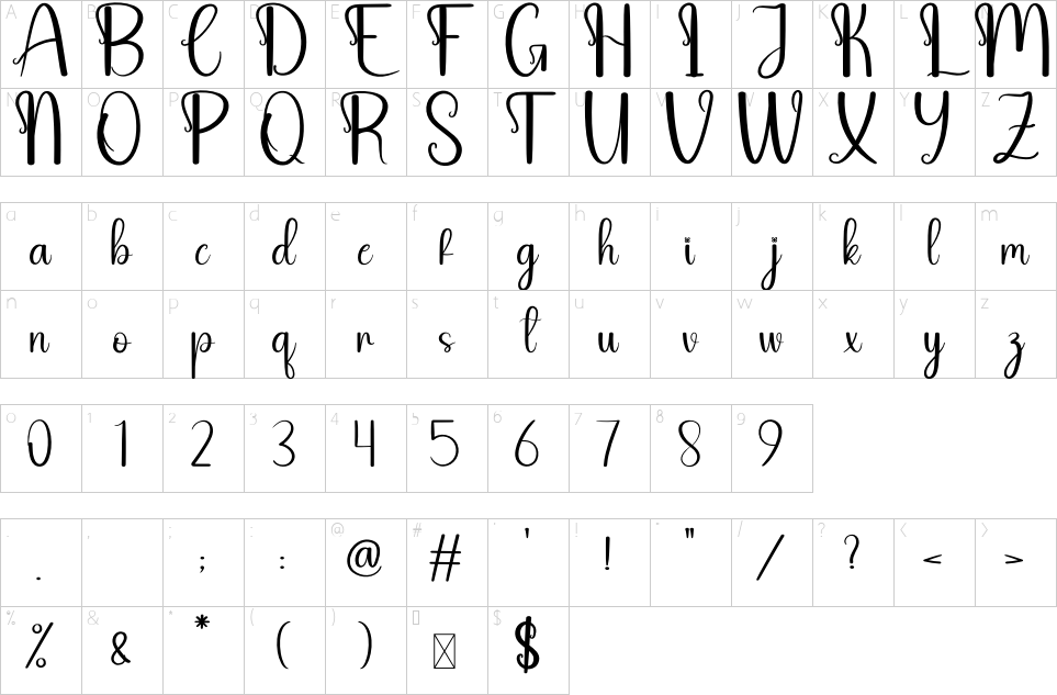 Character map of Baby Barbie Font