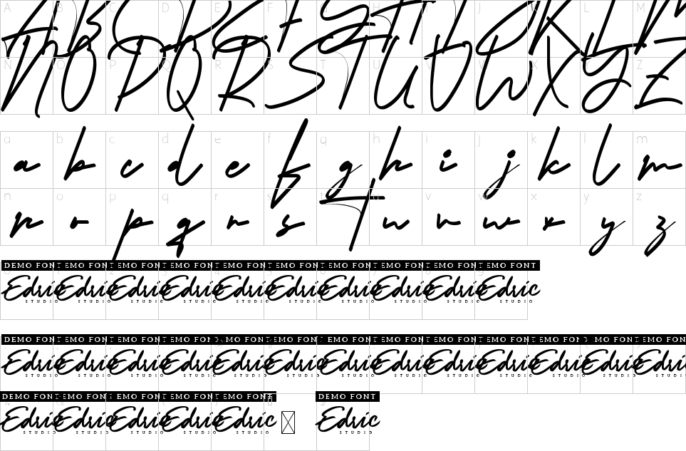 Character map of Ivanka Rachel Font
