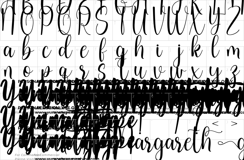 Character map of Margareth Gretal Font