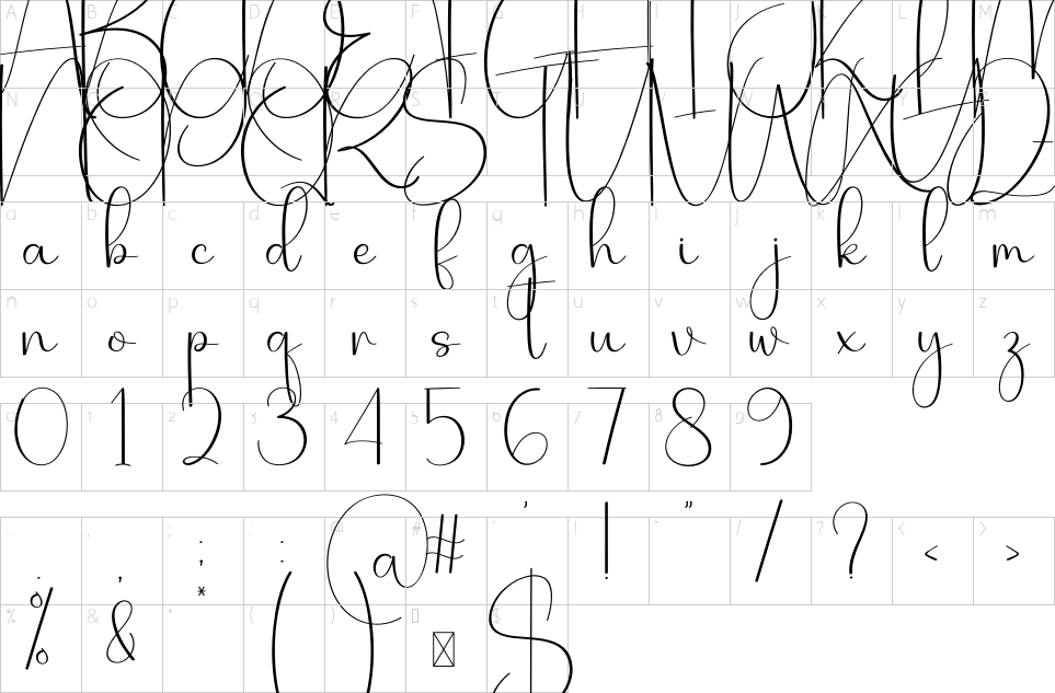 Character map of Intelligent Font